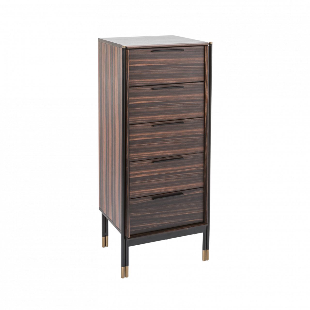 Bali Ebony Brown Wood & Gold Chest of Drawers Tallboy